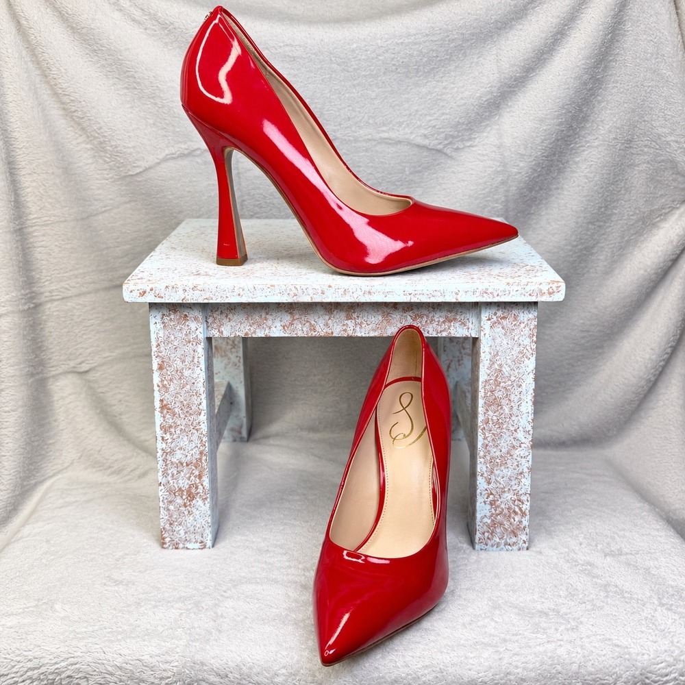 Sam Edelman Antonia Pointed Toe Pump Womens 9M Red Patent Stiletto Heel - Picture 2 of 13